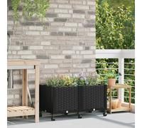 vidaXL Macetero de Jardín con Ruedas Negro 80 x 40 x 44 cm PP