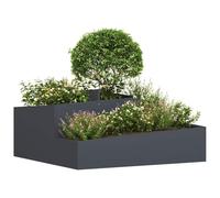 vidaXL Macetero de Jardín Gris Antracita 100 x 100 x 50 cm | Hecho de acero galvanizado resistente para un uso prolongado, Forma rectangular simple y elegante,