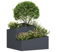 vidaXL Macetero de Jardín Gris Antracita 60 x 60 x 50 cm | Hecho de un plástico sintético fuerte que aguanta años, Forma rectangular, elegante y sencilla,