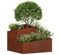 vidaXL Macetero de Jardín Marrón 60 x 60 x 50 cm Acero autopatinable, Jardín y Terraza, Macetero Moderno de Metal, Resistente para el Exterior, Accesorio Decorativo, Estilo Contemporáneo