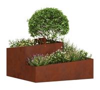 vidaXL Macetero de Jardín Oxidado 80 x 80 x 50 cm Acero Oxidado | Hecho de acero corten resistente que aguanta años, Forma rectangular elegante que da un toque a tus exteriores,