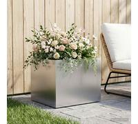 vidaXL Macetero de Jardín Plateado 40 x 30 x 30 cm Acero inoxidable