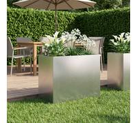 vidaXL Macetero de Jardín Plateado 60 x 30 x 50 cm Acero inoxidable