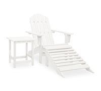 vidaXL Macizo Abeto Silla con Otomana y Mesa Jardín Adirondack Asiento Sillón Patio Terraza Balcón Exterior Tumbona Muebles Estable Blanco