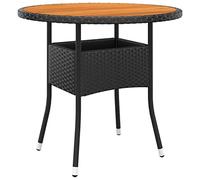 vidaXL Mesa de jardín de madera de acacia – Ratán sintético, negra Ø80x75 cm