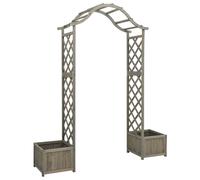 vidaXL Madera Maciza de Abeto Pérgola de Jardín con Jardinera Maceta Planta Color Marrón, Gris, y mas