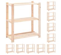 vidaXL Madera Pino Maciza Estanterías de 3 niveles 150 kg Estantes Repisa Cantidad 2 unidades, 3 unidades, 5 unidades y mas