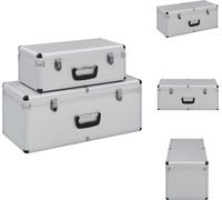 vidaXL Maletines de almacenamiento, 2 unidades, color plateado, aluminio - Cajas de herramientas