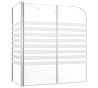vidaXL Mampara de ducha, 120 x 68 x 130 cm, vidrio templado a rayas