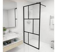 vidaXL Mampara de ducha accesible con vidrio templado negro 100x195 cm