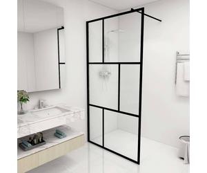 vidaXL Mampara de ducha accesible con vidrio templado negro 100x195 cm