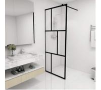 vidaXL Mampara de ducha accesible con vidrio templado negro 80x195 cm