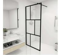 vidaXL Mampara de ducha accesible con vidrio templado negro 90x195 cm