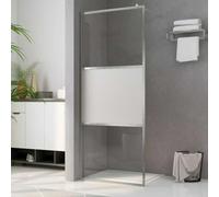 vidaXL Mampara de Ducha Accesible Frontales Puerta Fijo Cabina para Baño Partición Cubículo Apertura Central Vidrio ESG Medio Esmerilado 90x195cm