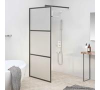 vidaXL Mampara de ducha accesible vidrio ESG esmerilado negro 90x195cm