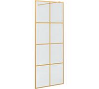 VidaXL: Mampara de ducha corredera, color dorado, 80 x 195 cm, vidrio templado