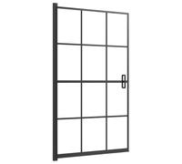 vidaXL Mampara de Ducha Puerta Cabina Baño Pared Cerramiento Cubículo Partición Apertura Central Seguridad Moderno ESG Negro 80x140 cm
