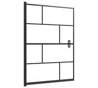vidaXL Mampara de Ducha Puerta Cabina Baño Pared Cerramiento Partición Cubículo Apertura Central Seguridad Moderno ESG Negro 100x140 cm