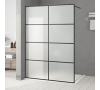 vidaXL Mampara de ducha vidrio ESG esmerilado negro 140x195 cm