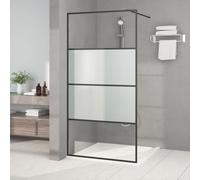vidaXL Mampara de ducha vidrio ESG semiesmerilado negro 100x195 cm