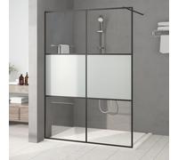 vidaXL Mampara de ducha vidrio ESG semiesmerilado negro 140x195 cm
