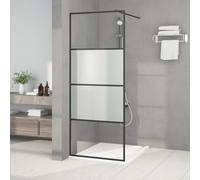 vidaXL Mampara de ducha vidrio ESG semiesmerilado negro 80x195 cm