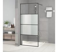 vidaXL Mampara de ducha vidrio ESG semiesmerilado negro 90x195 cm