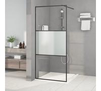 vidaXL Mampara de ducha vidrio ESG semiesmerilado negro 90x195 cm