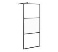 vidaXL Mampara de Ducha Accesible Vidrio ESG Medio Esmerilado 90x195cm Baño Color Plateado, Negro, y mas