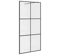 vidaXL Mampara Ducha Accesible Puerta Cabina Cuarto de Baño Cerramiento Cubículo Partición Seguridad Vidrio ESG Transparente Negro 100x195cm