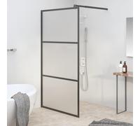 vidaXL Mampara ducha accesible vidrio ESG esmerilado negro 115x195 cm