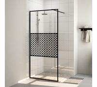 vidaXL Mampara ducha accesible vidrio ESG transparente negro 100x195cm