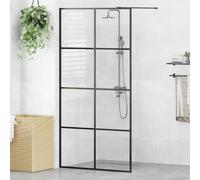 vidaXL Mampara ducha accesible vidrio ESG transparente negro 100x195cm