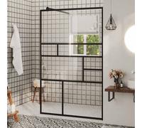 vidaXL Mampara ducha accesible vidrio ESG transparente negro 100x195cm