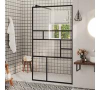 vidaXL Mampara ducha accesible vidrio ESG transparente negro 90x195 cm