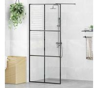 vidaXL Mampara ducha accesible vidrio ESG transparente negro 90x195 cm