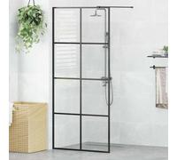 vidaXL Mampara ducha accesible vidrio ESG transparente negro 90x195 cm