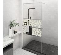 vidaXL Mampara de ducha con estante para ducha a pie, cromada, 100x195 cm, vidrio templado