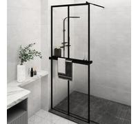 vidaXL Mampara de ducha con estante para ducha a pie, color , 80x195 cm, vidrio templado