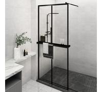vidaXL Mampara de ducha con estante para ducha a pie, color , 90x195 cm, vidrio templado