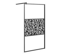 Mampara Ducha Vidrio Esmerilado Diseño Piedras Negro 100x195 Cm Vidaxl