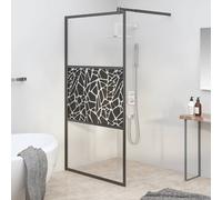 vidaXL Mampara ducha vidrio esmerilado diseño piedras negro 115x195 cm