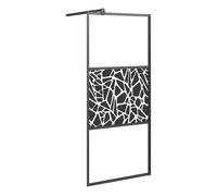 vidaXL Mampara ducha vidrio esmerilado diseño piedras negro 90x195 cm