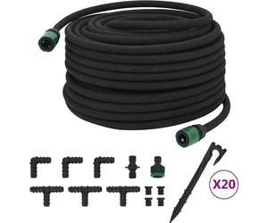 vidaXL Manguera de goteo negra, 0,6", 50 metros, de goma