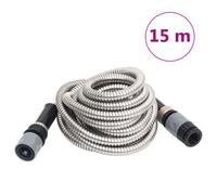 vidaXL Manguera jardín y pulverizador acero inoxidable plata 14mm 15 m