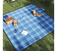 vidaXL Manta de picnic plegable terciopelo a cuadros azul 200x200 cm