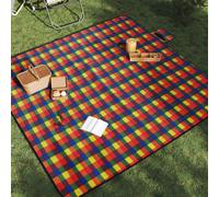 vidaXL Manta de picnic plegable terciopelo cuadros colores 200x200 cm