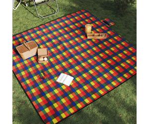 vidaXL Manta de picnic plegable terciopelo cuadros colores 200x200 cm