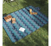 vidaXL Manta de picnic plegable terciopelo ondas azules 200x150 cm