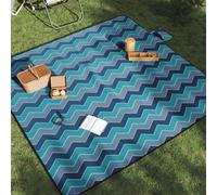 vidaXL Manta de picnic plegable terciopelo ondas azules 200x200 cm